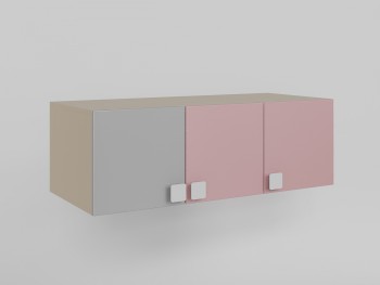 Антресоль на шкаф 3-х створчатый (Розовый/Серый/корпус Клен) в Большой Мурте - bolshaya-murta.mebel54.com | фото