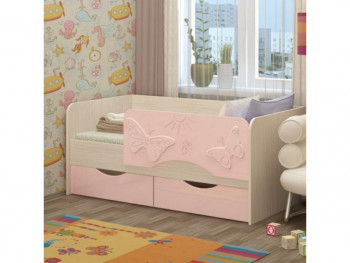 Бабочки Кровать детская 2 ящика 1.6 Розовый глянец в Большой Мурте - bolshaya-murta.mebel54.com | фото