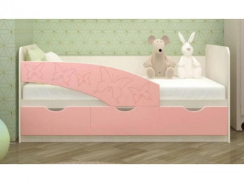 Бабочки Кровать детская 3 ящика 1.6 Розовый глянец в Большой Мурте - bolshaya-murta.mebel54.com | фото