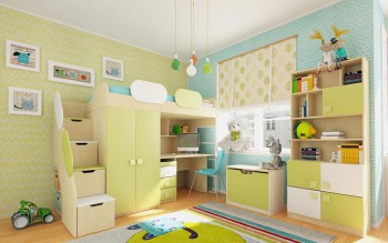 Детская комната Эппл (Зеленый/Белый/корпус Клен) в Большой Мурте - bolshaya-murta.mebel54.com | фото
