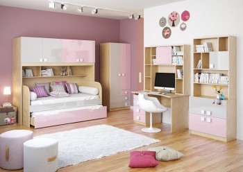 Детская комната Грэйси (Розовый/Серый/корпус Клен) в Большой Мурте - bolshaya-murta.mebel54.com | фото