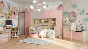 Детская комната Грэйси (Розовый/Серый/корпус Клен) в Большой Мурте - bolshaya-murta.mebel54.com | фото