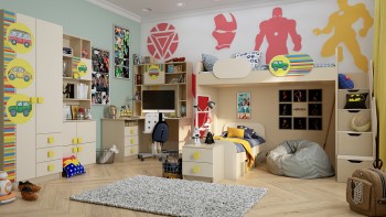 Детская комната Клаксон (Бежевый/корпус Клен) в Большой Мурте - bolshaya-murta.mebel54.com | фото