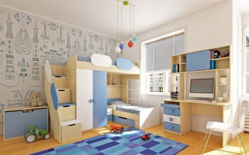 Детская комната Скай (Синий/Белый/корпус Клен) в Большой Мурте - bolshaya-murta.mebel54.com | фото