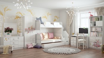 Детская комната Совушки (Белый/корпус Выбеленное дерево) в Большой Мурте - bolshaya-murta.mebel54.com | фото