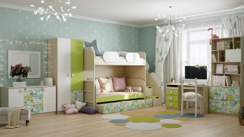 Детская комната Твит (Белый/Зеленый/корпус Клен) в Большой Мурте - bolshaya-murta.mebel54.com | фото
