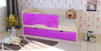 Друзья Кровать детская 2 ящика 1.6 Фиолетовый глянец в Большой Мурте - bolshaya-murta.mebel54.com | фото