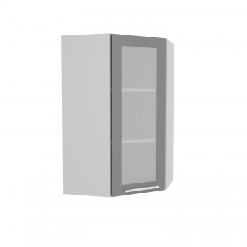 Гарда ВПУС 550 шкаф верхний угловой со стеклом высокий (Серый Эмалит/корпус Серый) в Большой Мурте - bolshaya-murta.mebel54.com | фото