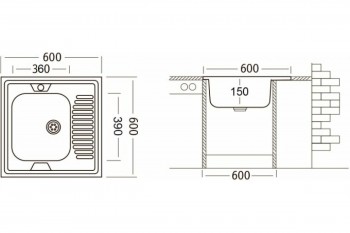 Комплект "Юкинокс" мойка STD600.600-4C 0R, смеситель UM1302, выпуск СКМГ, крепёж КНМ в Большой Мурте - bolshaya-murta.mebel54.com | фото