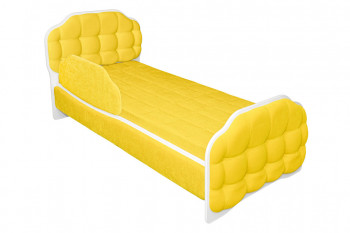 Кровать 160 Атлет 74 Жёлтый (мягкий бортик) в Большой Мурте - bolshaya-murta.mebel54.com | фото