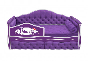 Кровать 160 серии Иллюзия 2 ящика 32 Фиолетовый (мягкие боковые накладки/подушка валик) в Большой Мурте - bolshaya-murta.mebel54.com | фото