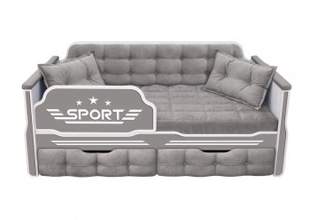 Кровать 160 серии Спорт 2 ящика 45 Серый (подушки) в Большой Мурте - bolshaya-murta.mebel54.com | фото
