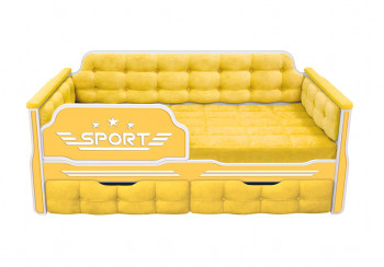 Кровать 160 серии Спорт 2 ящика 74 Жёлтый (мягкие боковые накладки) в Большой Мурте - bolshaya-murta.mebel54.com | фото