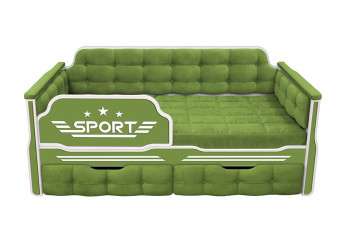 Кровать 160 серии Спорт 2 ящика 76 Зелёный (мягкие боковые накладки) в Большой Мурте - bolshaya-murta.mebel54.com | фото