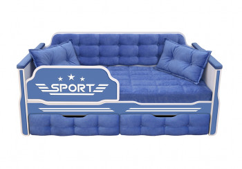 Кровать 160 серии Спорт 2 ящика 85 Синий (подушки) в Большой Мурте - bolshaya-murta.mebel54.com | фото