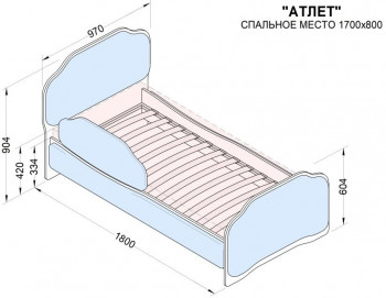Кровать 170 Атлет 29 Синий (мягкий бортик) в Большой Мурте - bolshaya-murta.mebel54.com | фото