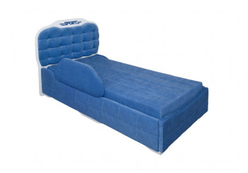 Кровать 190 Атлет Lux 29 Синий (мягкий бортик) в Большой Мурте - bolshaya-murta.mebel54.com | фото