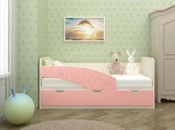 Кровать Бабочки 1,6м (Розовый металлик) в Большой Мурте - bolshaya-murta.mebel54.com | фото