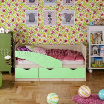 Кровать Бабочки 1,6м (Салат матовый) в Большой Мурте - bolshaya-murta.mebel54.com | фото