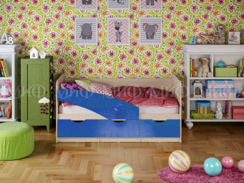 Кровать Бабочки 1,6м (Синий металлик) в Большой Мурте - bolshaya-murta.mebel54.com | фото
