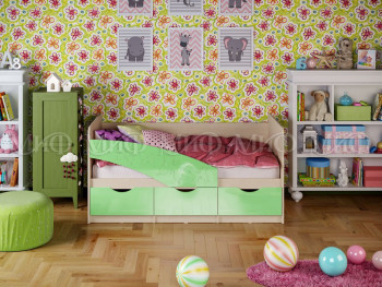 Кровать Бабочки 2,0м (Салатовый металлик) в Большой Мурте - bolshaya-murta.mebel54.com | фото
