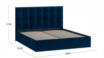 Кровать без ПМ «Эмбер» Велюр Confetti/Blue в Большой Мурте - bolshaya-murta.mebel54.com | фото
