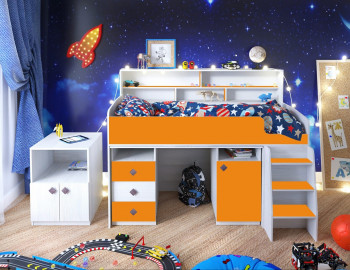 Кровать-чердак Малыш-5 Винтерберг/Оранжевый в Большой Мурте - bolshaya-murta.mebel54.com | фото