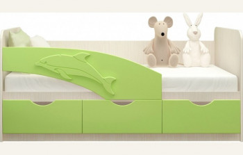 Кровать детская 1,6м Дельфин (Салатовый металлик) в Большой Мурте - bolshaya-murta.mebel54.com | фото