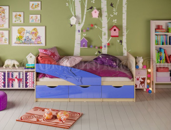 Кровать детская 1,6м Дельфин (Синий металлик) в Большой Мурте - bolshaya-murta.mebel54.com | фото