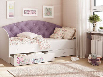 Кровать детская Эльза Белый/Фиолетовый в Большой Мурте - bolshaya-murta.mebel54.com | фото