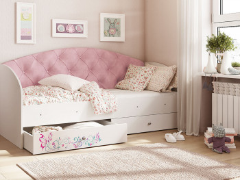 Кровать детская Эльза Белый/Розовый в Большой Мурте - bolshaya-murta.mebel54.com | фото