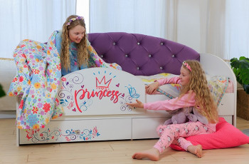Кровать детская Эльза с бортиком Принцесса Белый/Фиолетовый в Большой Мурте - bolshaya-murta.mebel54.com | фото