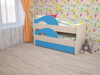 Кровать детская Радуга 1600 Млечный дуб/Голубой в Большой Мурте - bolshaya-murta.mebel54.com | фото