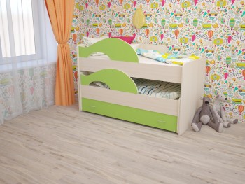 Кровать детская Радуга 1600 Млечный дуб/Салатовый в Большой Мурте - bolshaya-murta.mebel54.com | фото