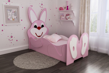 Кровать детская Зайка 1.6 Розовый/Белый в Большой Мурте - bolshaya-murta.mebel54.com | фото