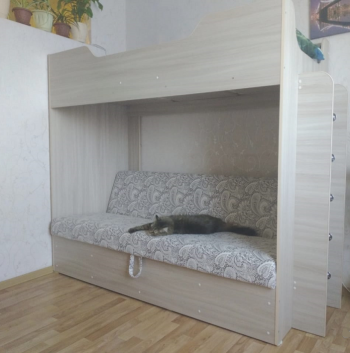 Кровать двухъярусная с диваном (Беленый дуб) в Большой Мурте - bolshaya-murta.mebel54.com | фото