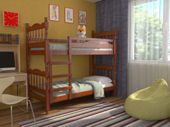 Кровать двухъярусная Соня из массива сосны 800*1890 Орех в Большой Мурте - bolshaya-murta.mebel54.com | фото