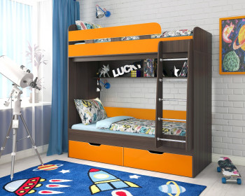 Кровать двухъярусная Юниор-5  Бодего/Оранжевый в Большой Мурте - bolshaya-murta.mebel54.com | фото