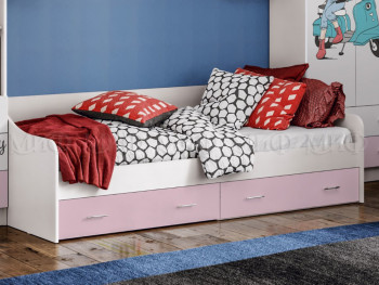 Кровать Fashion-1 Вега 0,9 м (Белый/Розовый) в Большой Мурте - bolshaya-murta.mebel54.com | фото