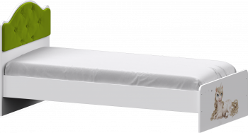Кровать Каспер с мягкой спинкой и фотопечатью (800х1900)Белый/Лайм в Большой Мурте - bolshaya-murta.mebel54.com | фото