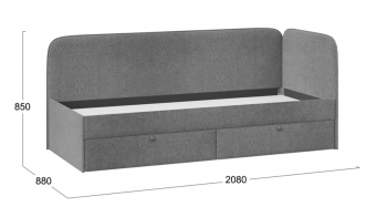 Кровать «Молли» с мягкой обивкой (900) тип 1 (Микровелюр Scandi Graphite 22) в Большой Мурте - bolshaya-murta.mebel54.com | фото