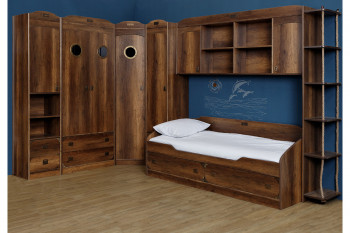 Кровать с 2-мя ящиками «Навигатор» (Дуб Каньон) в Большой Мурте - bolshaya-murta.mebel54.com | фото