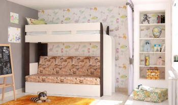 Кровать с диваном 75 Карамель Атлант (Венге Магия /Сосна Карелия/Савана) в Большой Мурте - bolshaya-murta.mebel54.com | фото