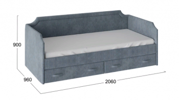 Кровать с мягкой обивкой и ящиками «Кантри» Тип 1 (900) (Замша синяя) в Большой Мурте - bolshaya-murta.mebel54.com | фото