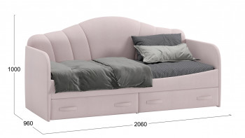 Кровать с мягкой спинкой и ящиками «Сабрина» 900 Пудровый в Большой Мурте - bolshaya-murta.mebel54.com | фото