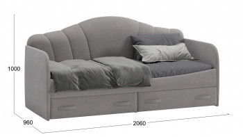 Кровать с мягкой спинкой и ящиками «Сабрина» 900 Светло-серый в Большой Мурте - bolshaya-murta.mebel54.com | фото