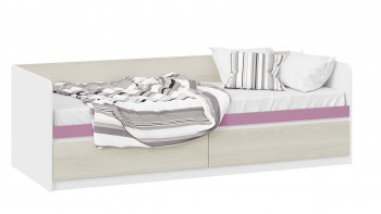 Кровать «Сканди» с 2 ящиками Дуб Гарден/Белый/Лиловый в Большой Мурте - bolshaya-murta.mebel54.com | фото