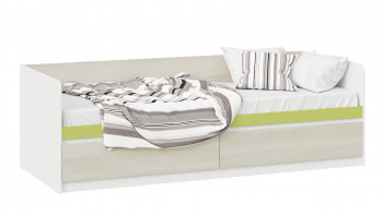 Кровать «Сканди» с 2 ящиками Дуб Гарден/Белый/Зеленый в Большой Мурте - bolshaya-murta.mebel54.com | фото