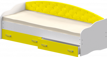 Кровать Софа-7 с мягкой спинкой (800х1900) Белый/Желтый в Большой Мурте - bolshaya-murta.mebel54.com | фото
