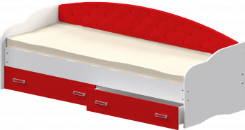 Кровать Софа-7 с мягкой спинкой (800х1900) Белый/Красный в Большой Мурте - bolshaya-murta.mebel54.com | фото